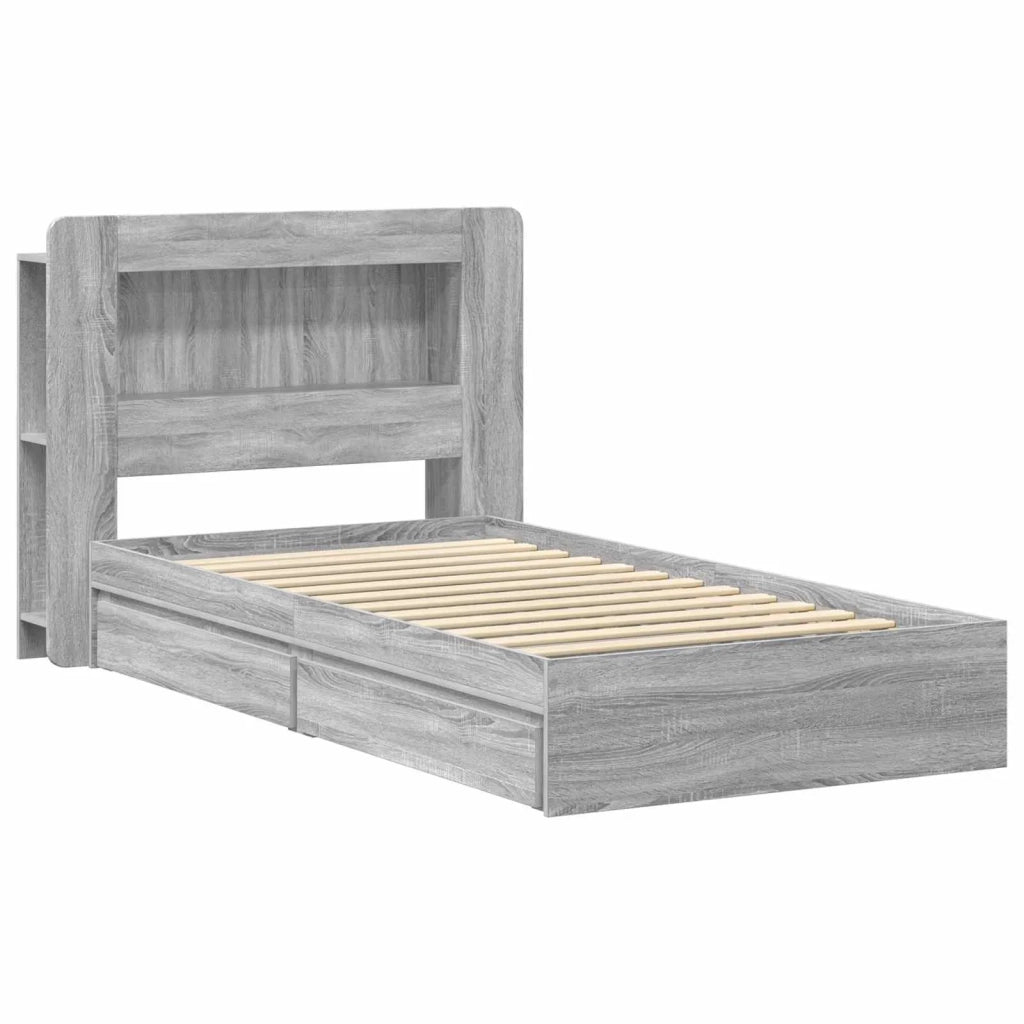 Telaio del letto con storage Sonoma grigio 75 x 190 cm