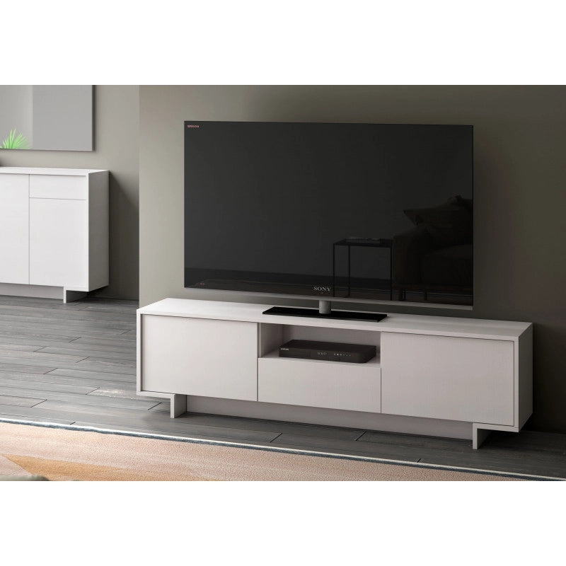 Mobile porta TV Frame 2 ante con cassetto centrale push to open bianco 170x42x48 cm - Terraneo