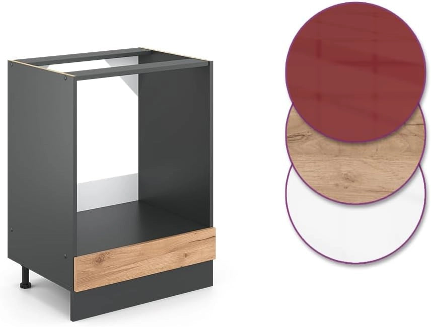 Mobile per forno da incasso R-Line, Quercia dorata, 60 cm, PL Antracite, per la libera combinazione all'interno di sistemi cucina modulari