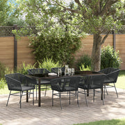 Set di Pranzo da Giardino 7 Pezzi con Cuscini Nero Polyrattan