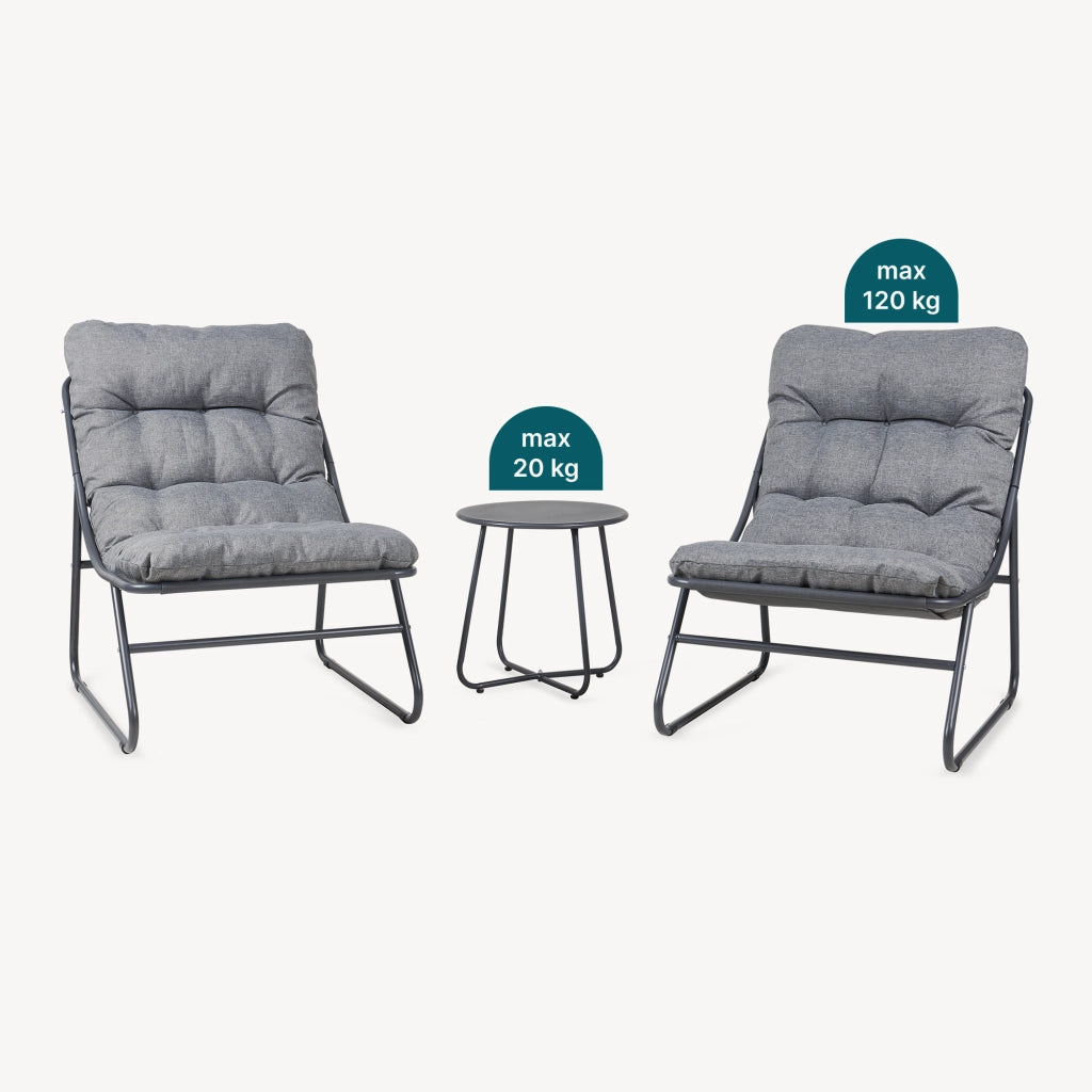 Set Salottino Malmö di 3 Mobili da Giardino con 2 Poltrone e Tavolino Rotondo - Grigio Scuro casa.pro