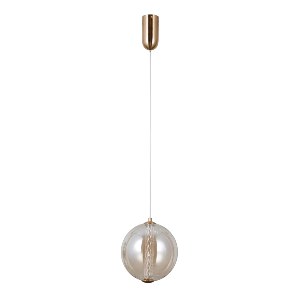 Sospensione Italux Butero sfera vetro ambra LED 9W