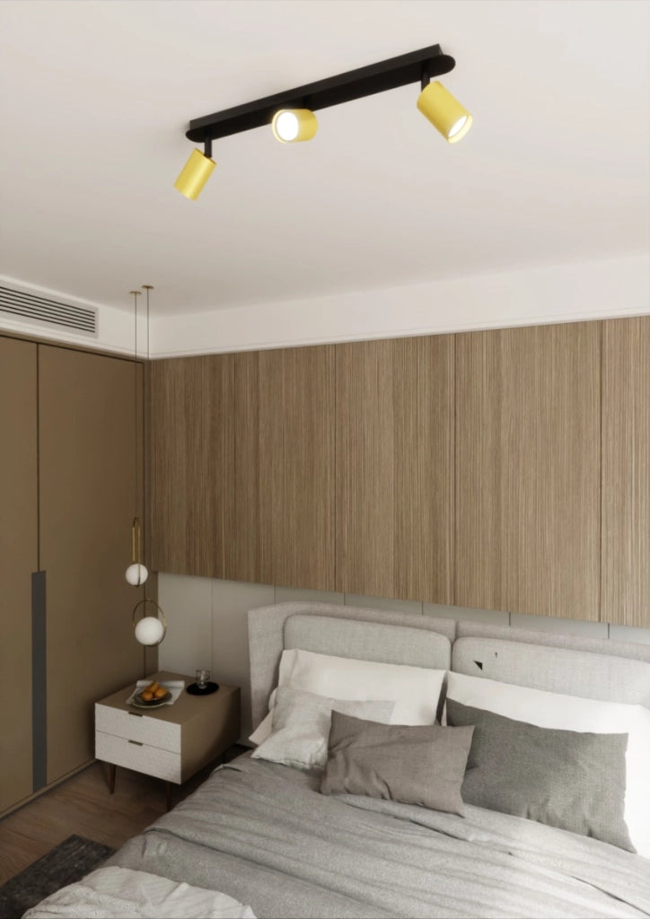 Plafoniera Emibig ZEN 3 faretti GU10 nero ottone 72cm