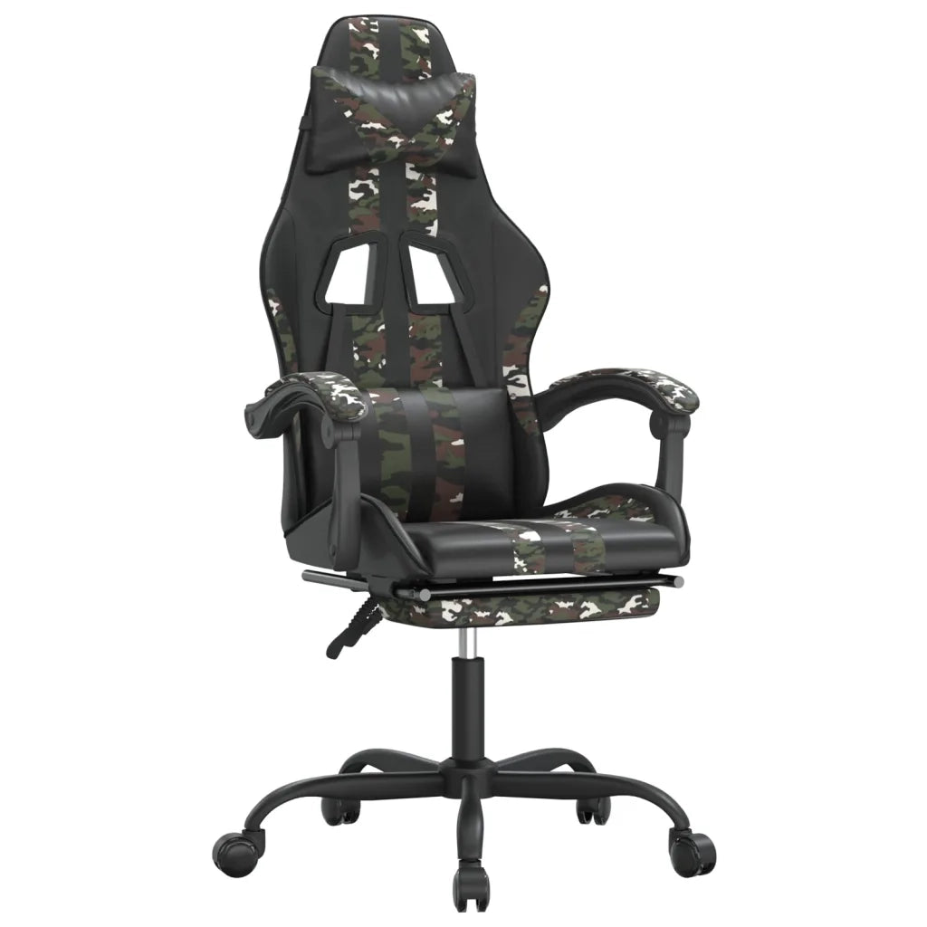 Sedia da Gaming con Poggiapiedi Nero e Mimetico in Similpelle 3143841