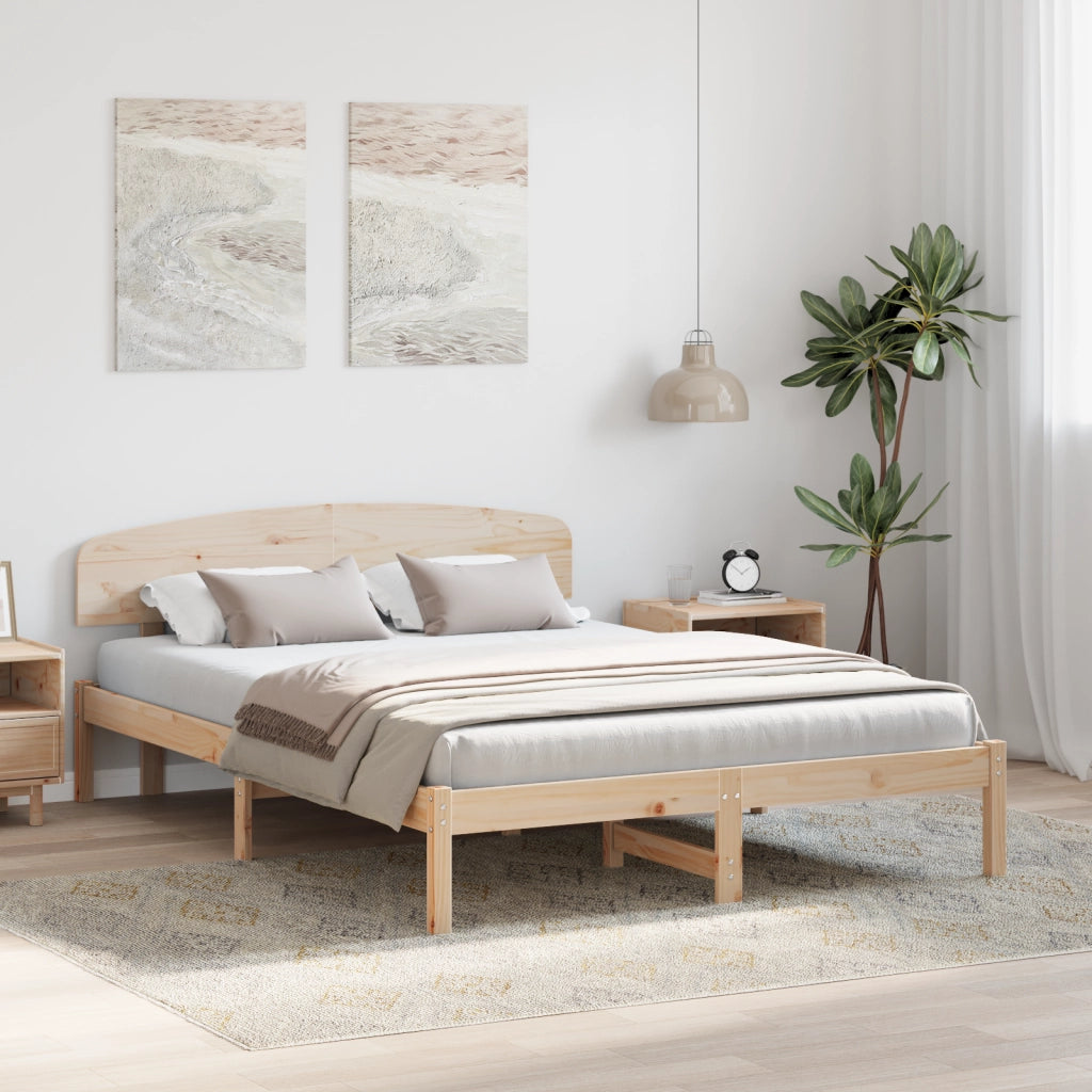 Struttura Letto con Testiera 160x200 cm Legno Massello di Pino