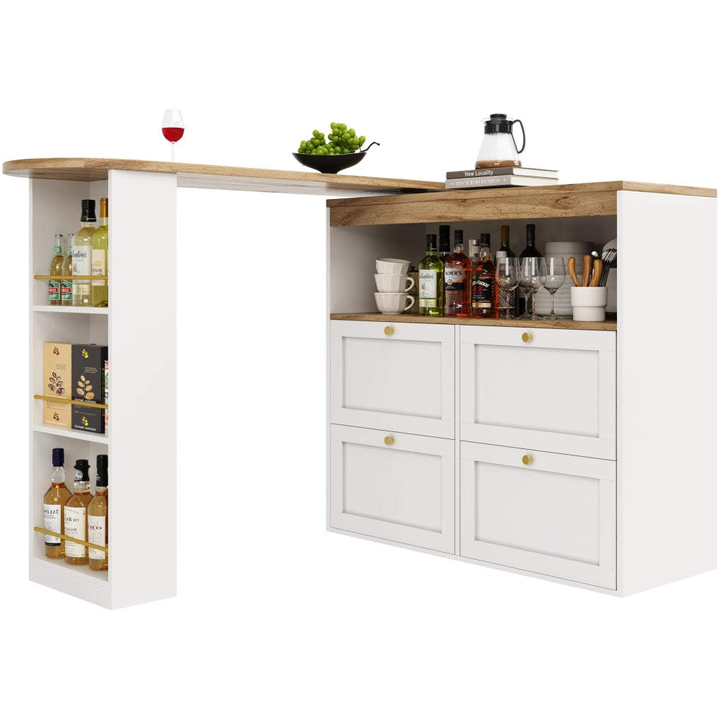 mobile contenitore girevole 204x39x104 cm bianco - 4 cassetti e ripiani
