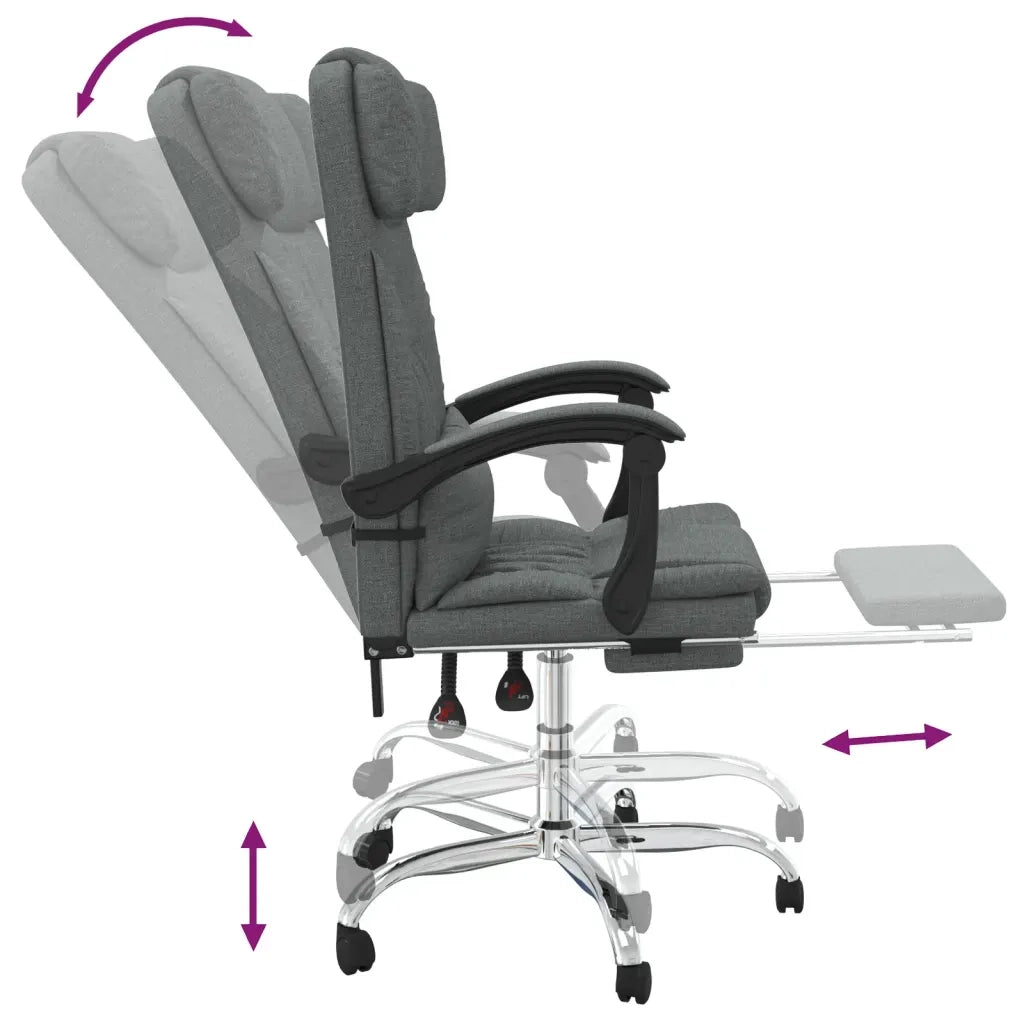 Sedia da Ufficio Massaggio Reclinabile Grigio Scuro in Tessuto cod mxl 5531