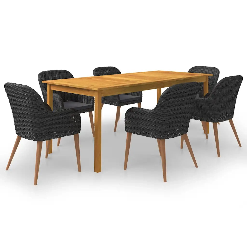 Set Mobili da Pranzo per Giardino 7 pz Nero cod mxl 42218
