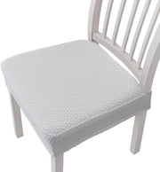 Set di cuscini per poltrone in jacquard stretch, 4 pezzi, rimovibili e lavabili, con cinturini di sostegno - Bianco - 35*35*5