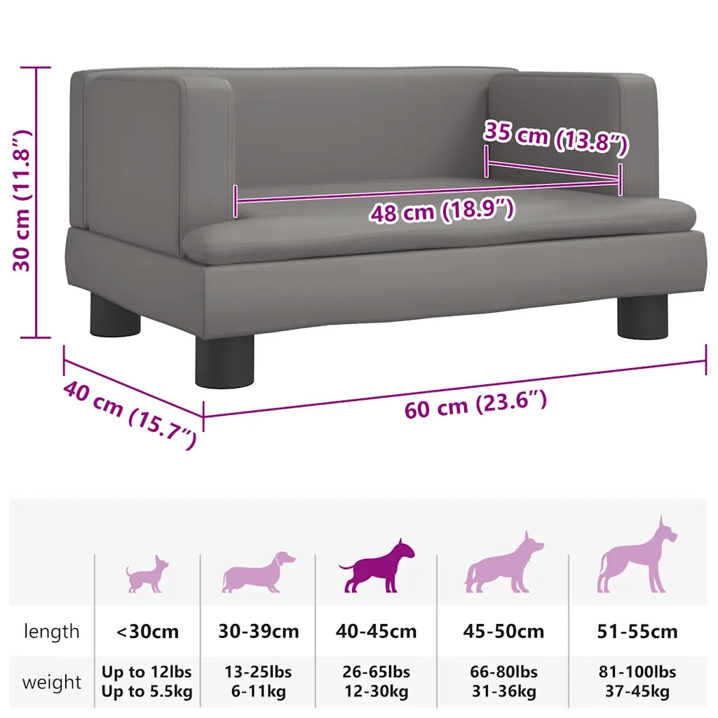 Lettino per Cani Grigio 60x40x30 cm in Similpelle 171916