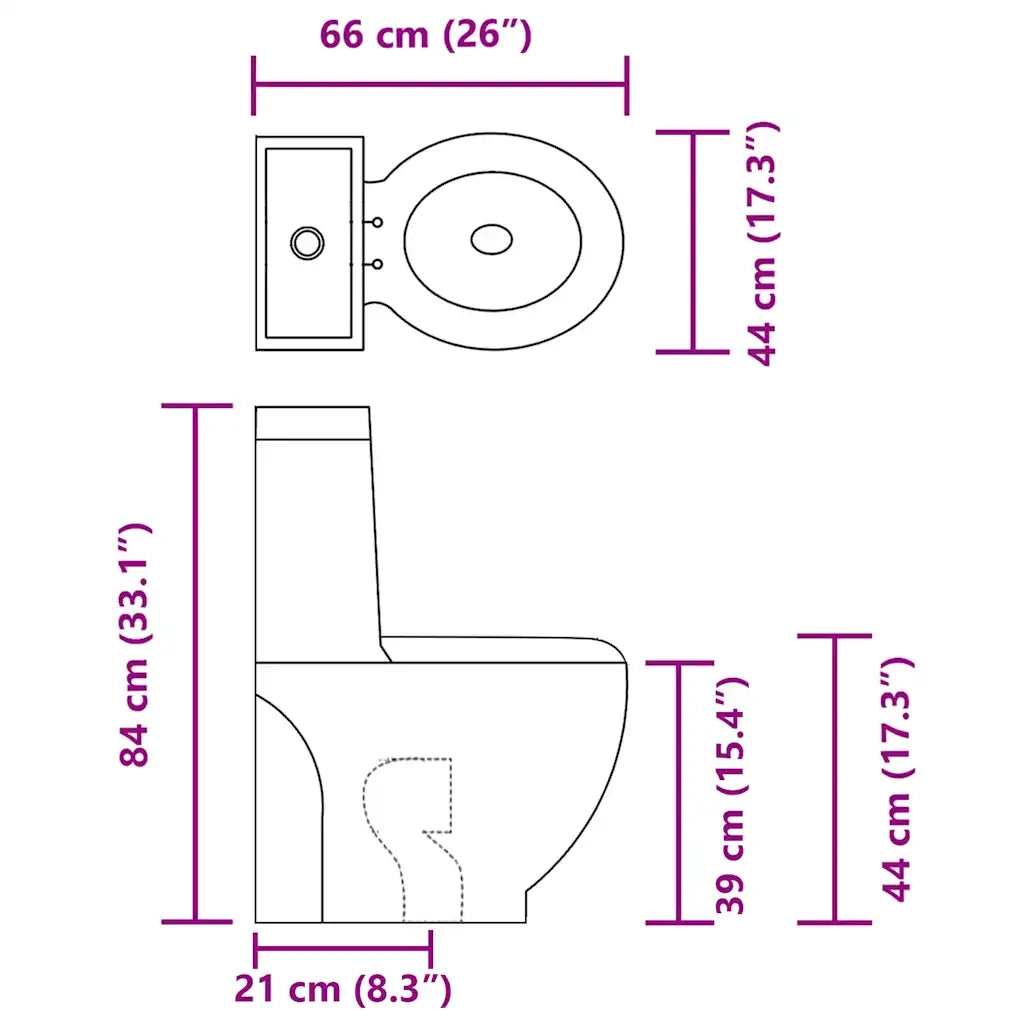 Vaso WC in Ceramica da Bagno Rotondo Base con Scarico Bianco 3059888