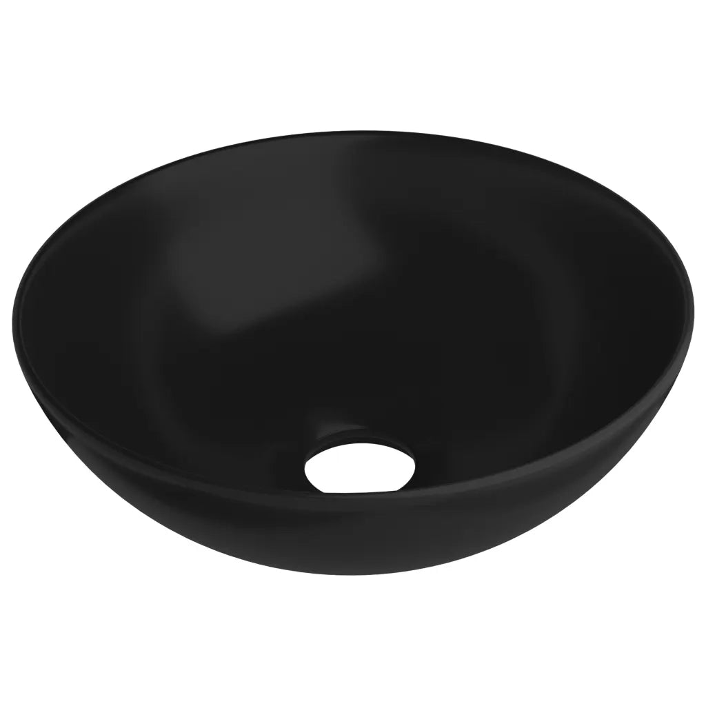 Lavandino da Bagno in Ceramica Nero Opaco Rotondo cod mxl 54367