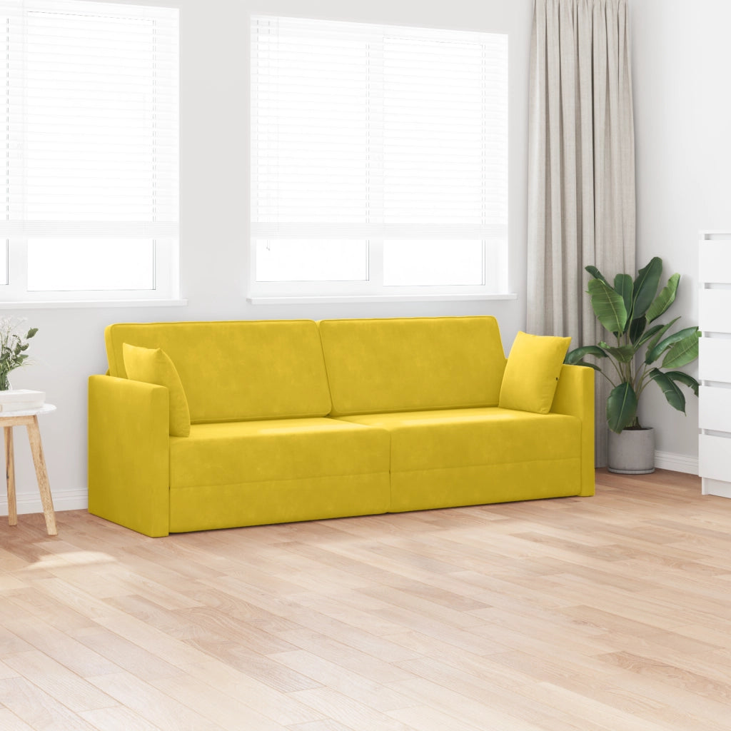 Divano Letto 2-in-1 Giallo 213x144x60 cm in Velluto