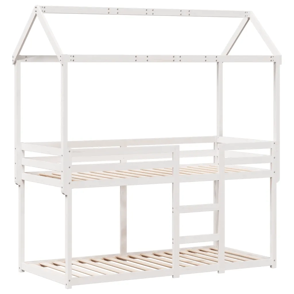 Letto a Castello senza Materasso Bianco 90x190cm Massello Pino 3282128