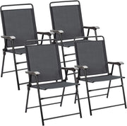 Set di 4 sedie pieghevoli da terrazza con braccioli, sedie resistenti alle intemperie, portatili, per interni ed esterni, campeggio, giardino, piscina, spiaggia, set di 4 sedie da terrazzo,
