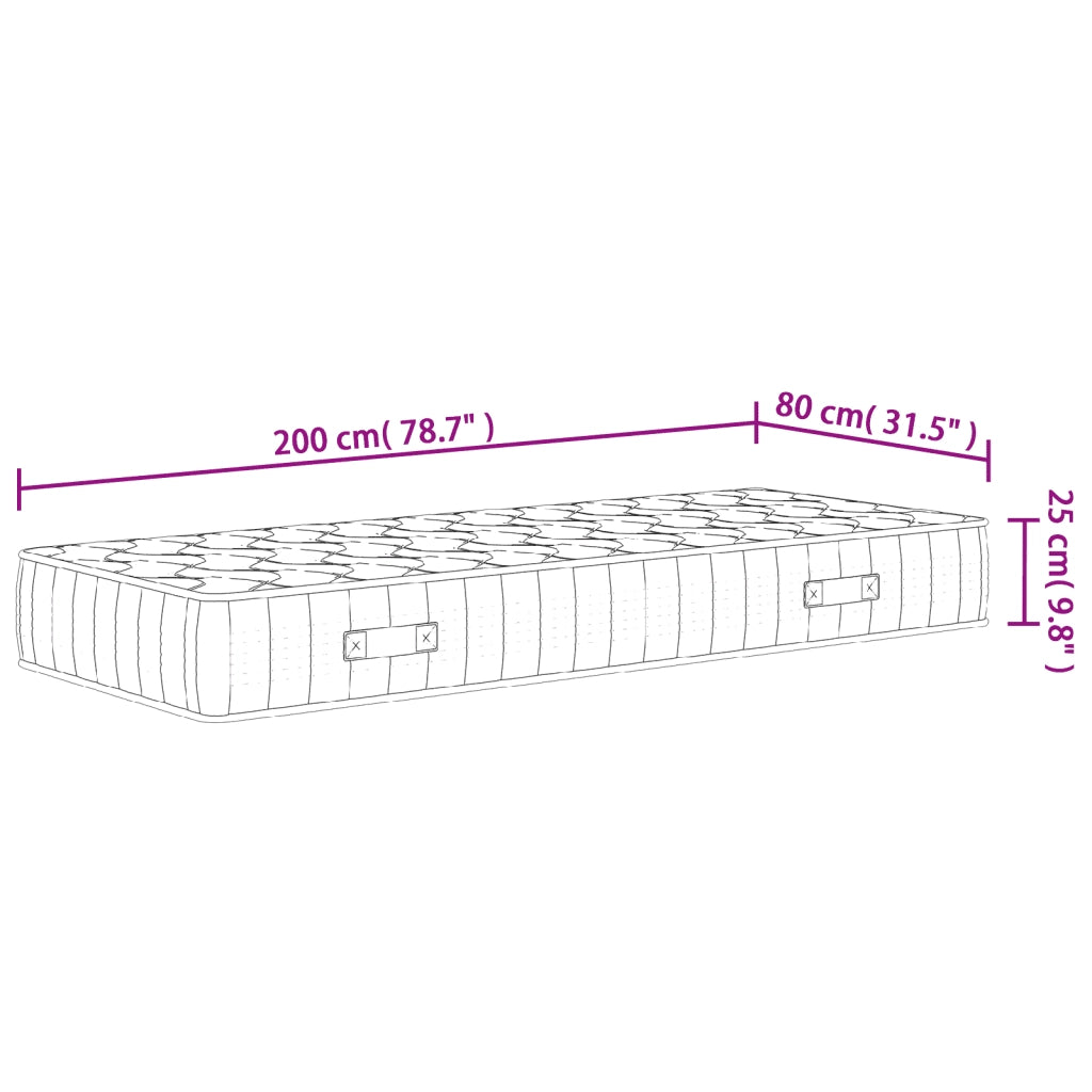 Materasso a Molle Insacchettate Medio Rigido 80x200 cm 372825