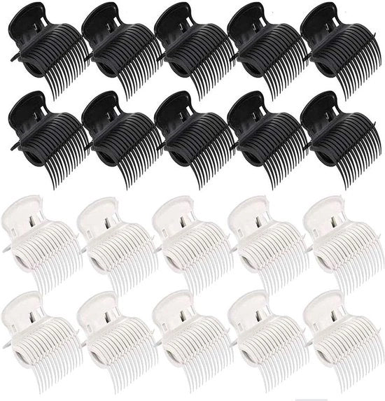 24 pezzi di clip per rullaggio per lo styling del capello femminile utilizzato dai parrucchieri (bianco-nero)