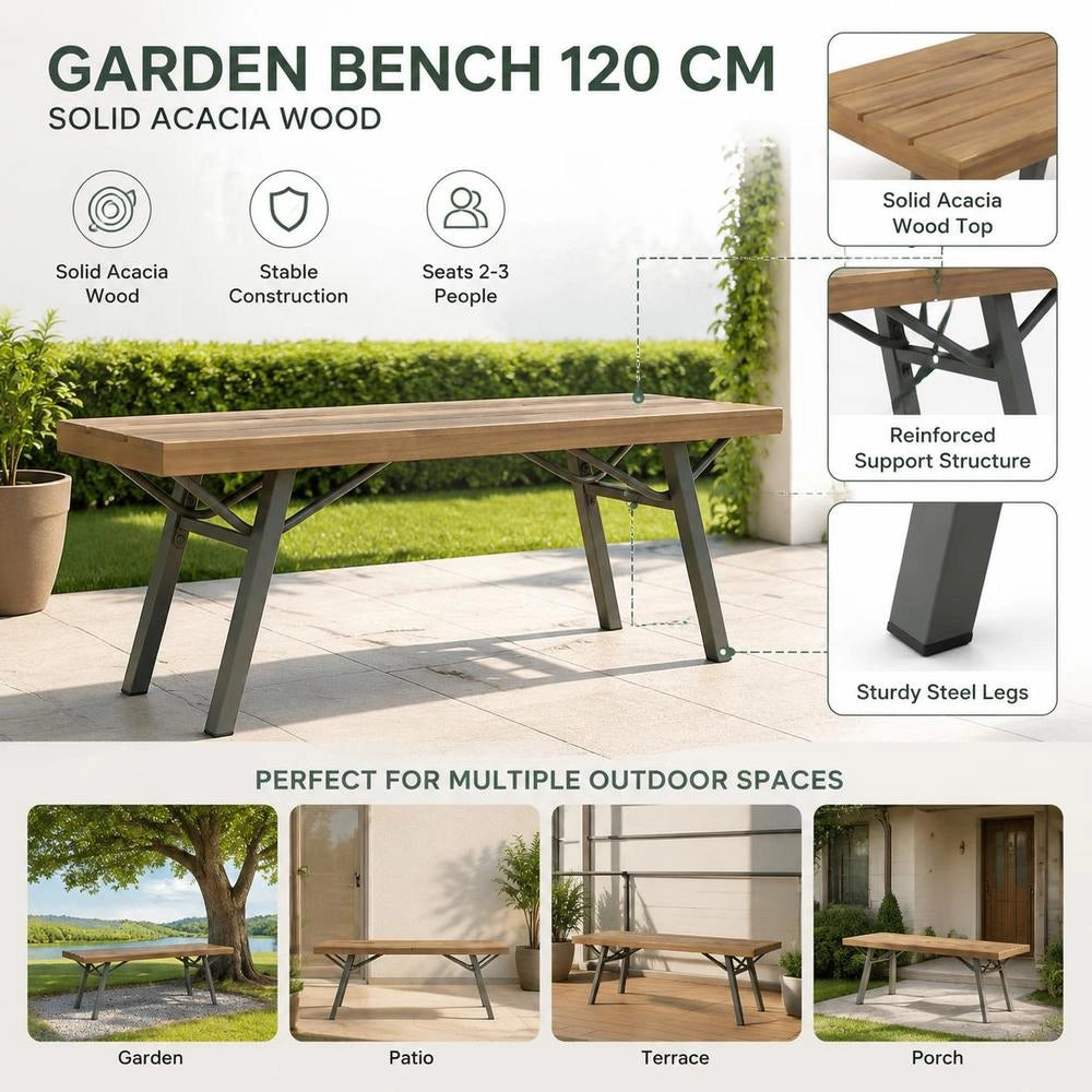 Garden Bench 120 Cm Solid Acacia Wood