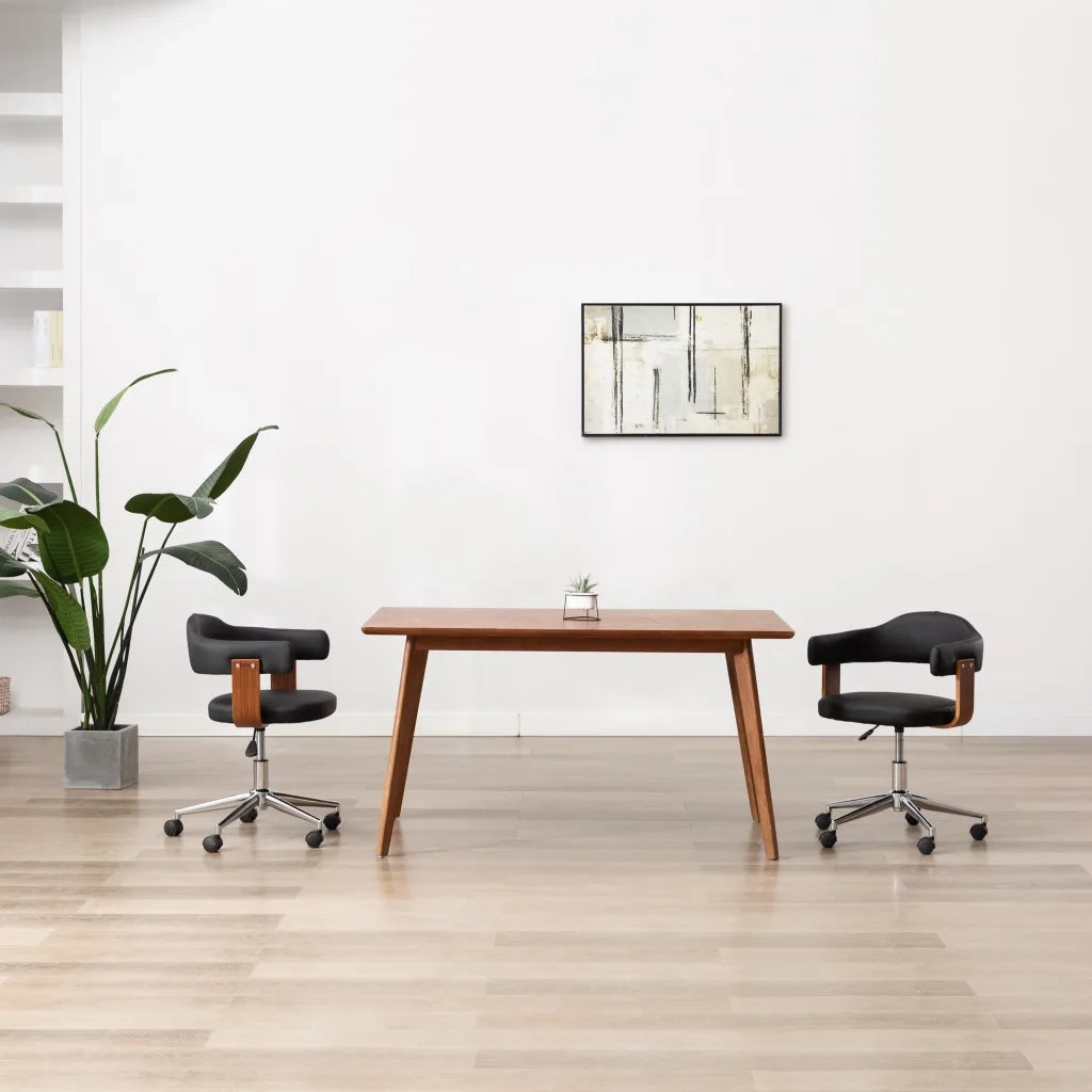 Sedie da Pranzo Girevoli 2 pz Nere in Legno Curvo e Similpelle cod mxl 17213