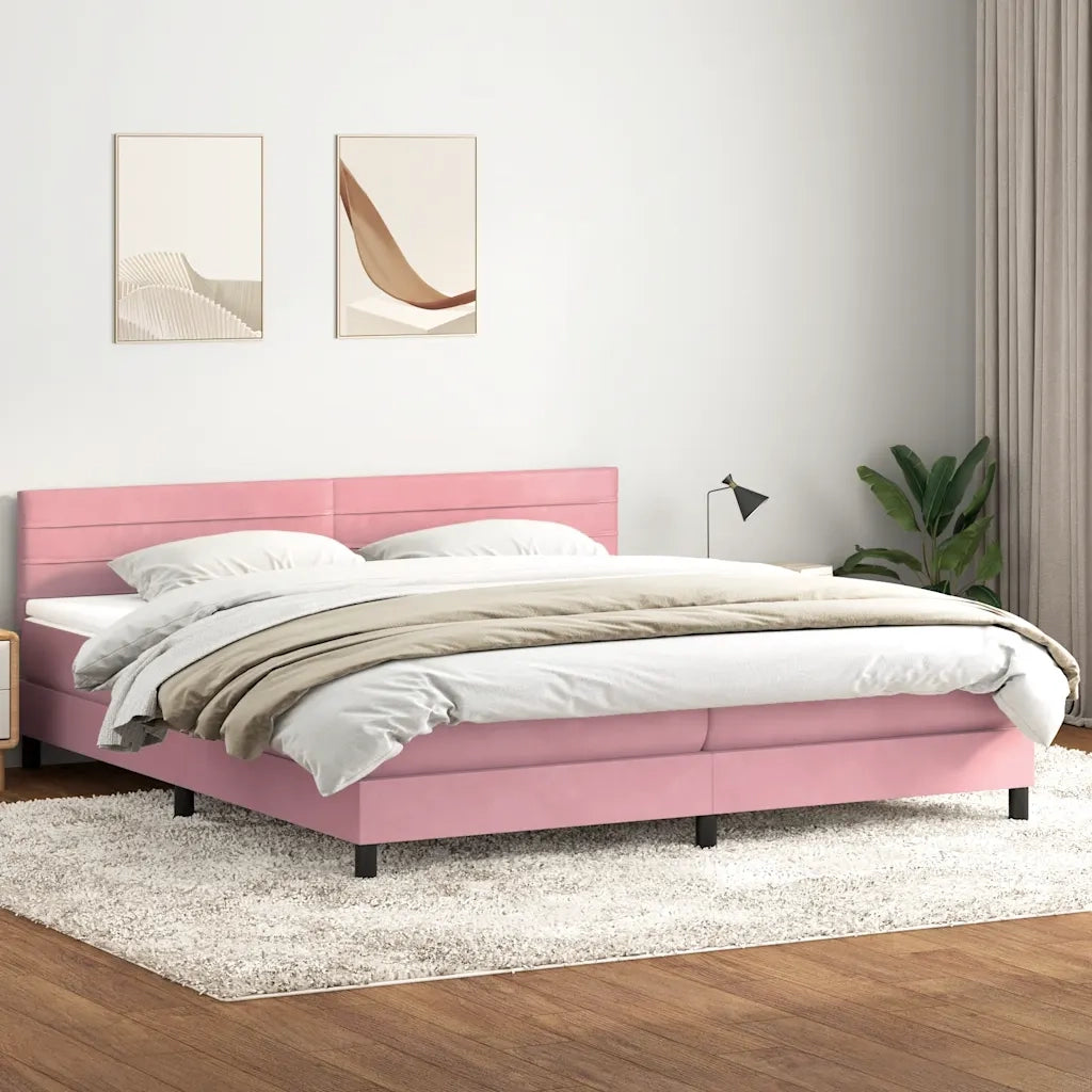 vidaXL Giroletto a Molle con Materasso Rosa 180x210 cm in Velluto