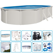 Piscina Fuori Terra Steel White - 7,60 X 4,55 X H.1,32 M - Kit Pro