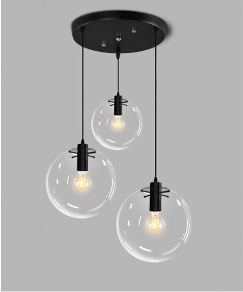 Lampada Da Soffitto Pensile Di Vetro Lassi Black 20+25+30 Cm