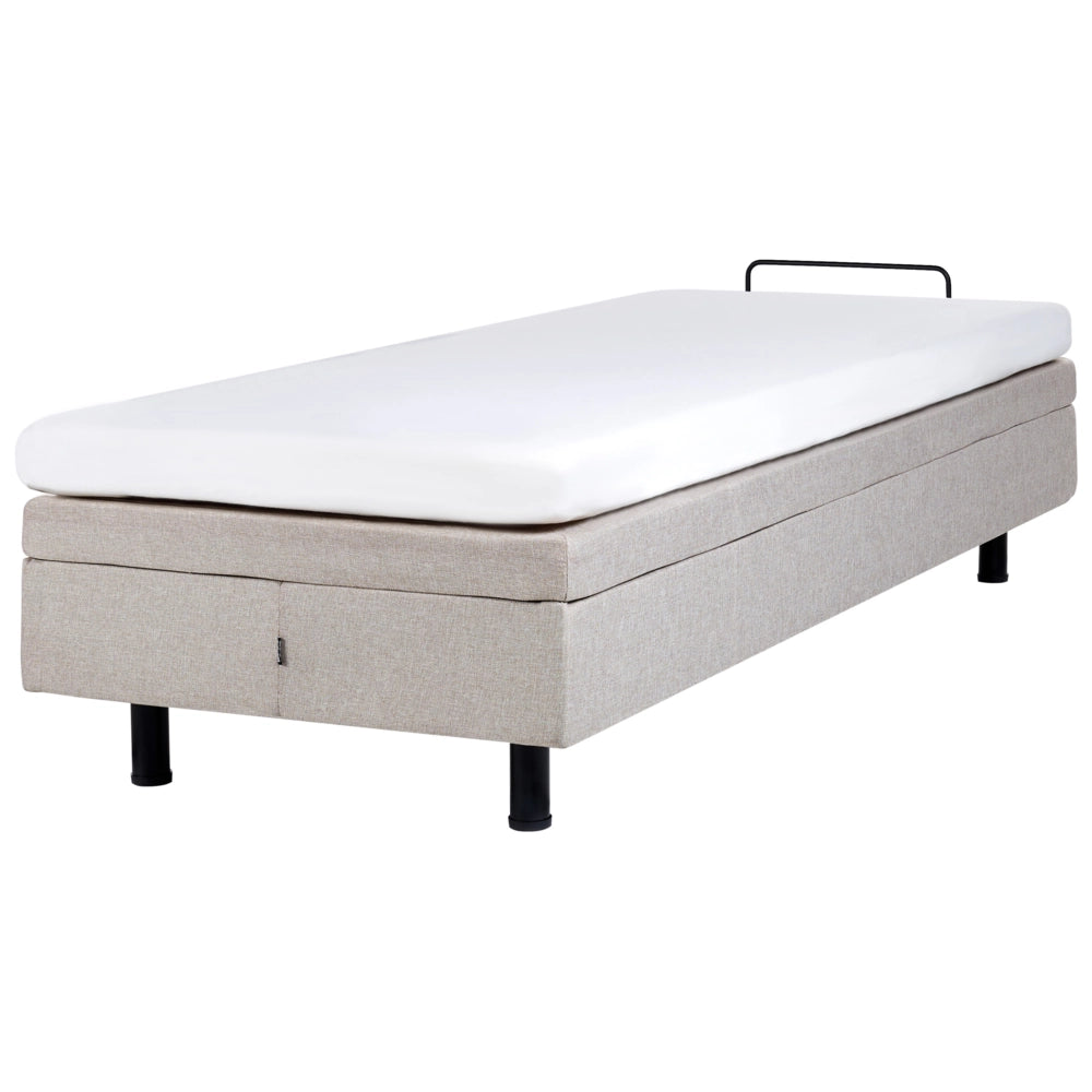 Letto elettrico singolo in poliestere beige chiaro regolabile con telecomando senza testata 80 x 200 cm stile moderno