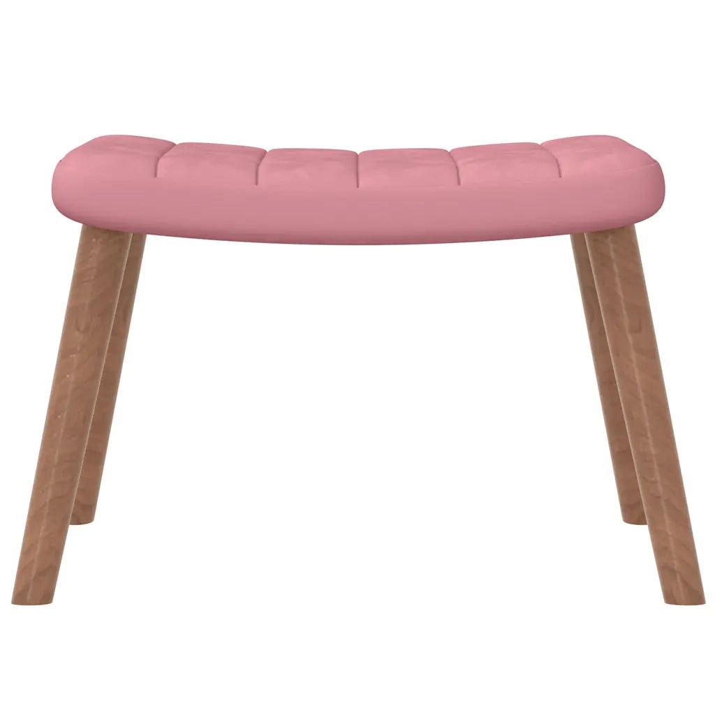 Poltrona a Dondolo con Poggiapiedi Rosa in Velluto 327758