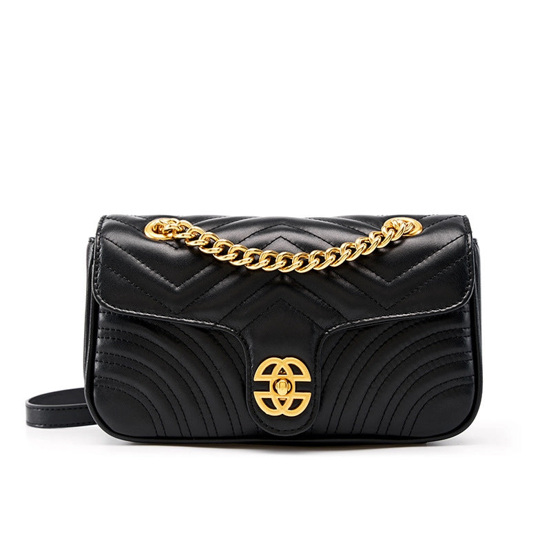 Borsa a tracolla da donna in vera pelle, colore nero.