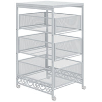 Carrello da Cucina Portaoggetti 3 Livelli 34x29,5x57,5 cm in Truciolato e Acciaio Bianco