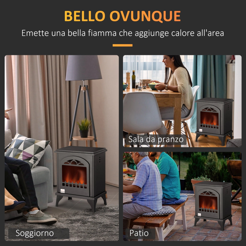 Camino Bioetanolo in Metallo da 3h di Combustione con Serbatoio da 0.9L e Copertura 25m2, 41x25x54 cm, Nero