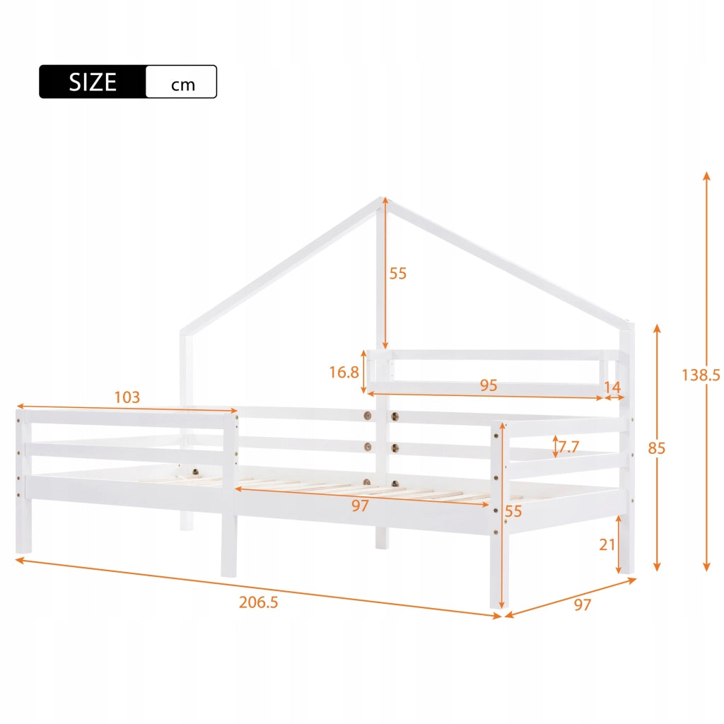 Letto singolo 90x200 bianco con scaffale - Xylo