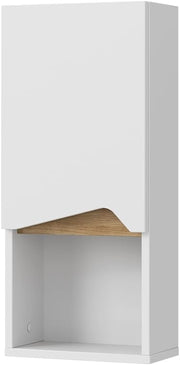 Mobile bagno Marelle, Bianco/Artisan, 30 x 67 cm con porta e scomparto aperto, per montaggio a parete per una conservazione salvaspazio