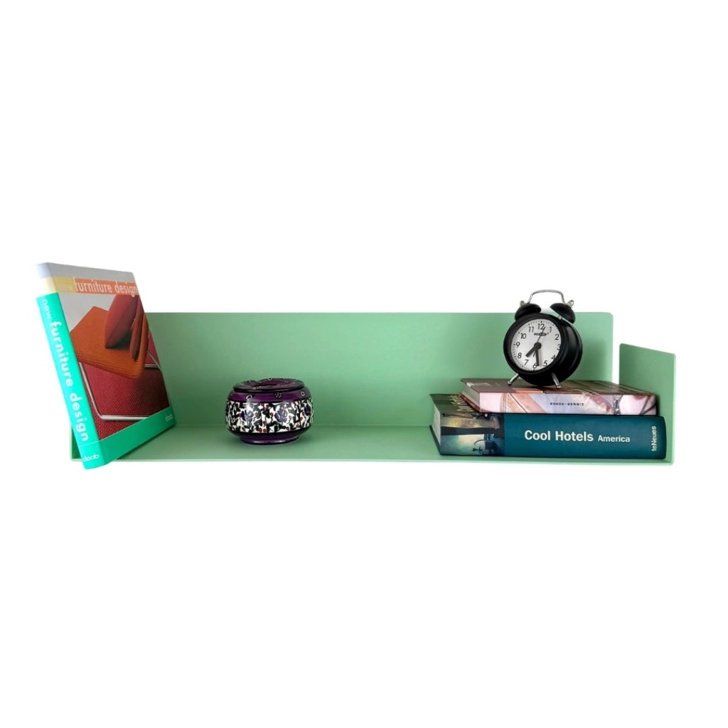 ZOI LINE180 Mensola 50 cm in Acciaio Verniciato 1,5 mm con Schiena 12 cm – Ripiano da Parete Moderno per Cucina, Bagno, Ingresso e Soggiorno Colore Mensole: Verde Acqua