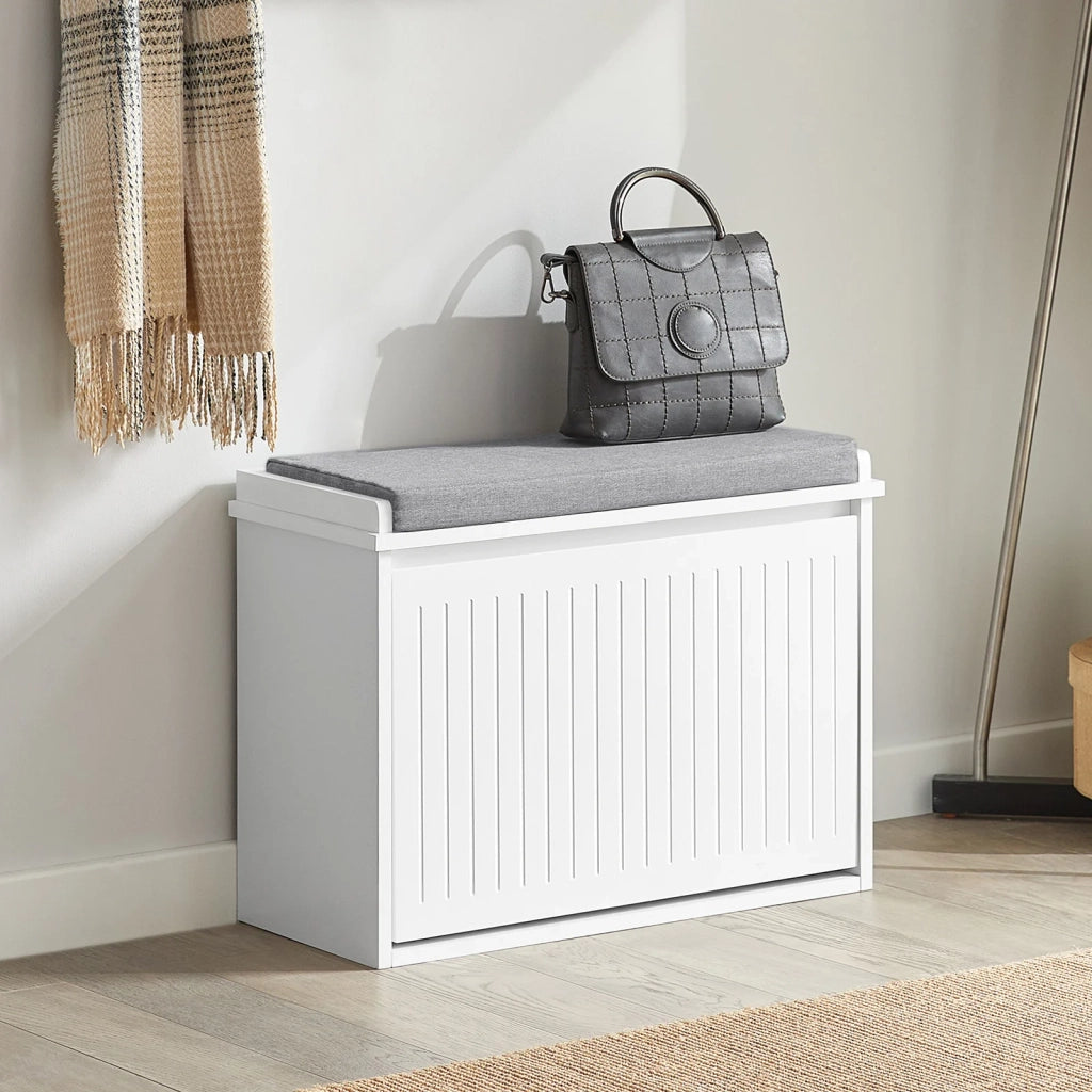 Scarpiera con patta e cuscino per scarpe, 62x46x26 cm colore bianco FSR98-W