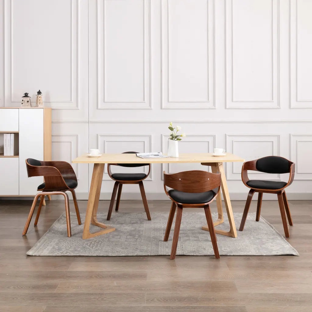 Sedie da Pranzo 4 pz in Legno Curvato e Similpelle 3054812