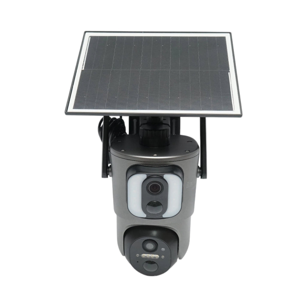 Telecamera di sorveglianza con lente doppia 6 MP, 4G, WIFI 2.4 GHz, pannello solare, batteria da 13.500 mAh, controllo PTZ, sensore di movimento, rilevamento umano PIR, visione notturna IR intelligente e applicazione Ubox