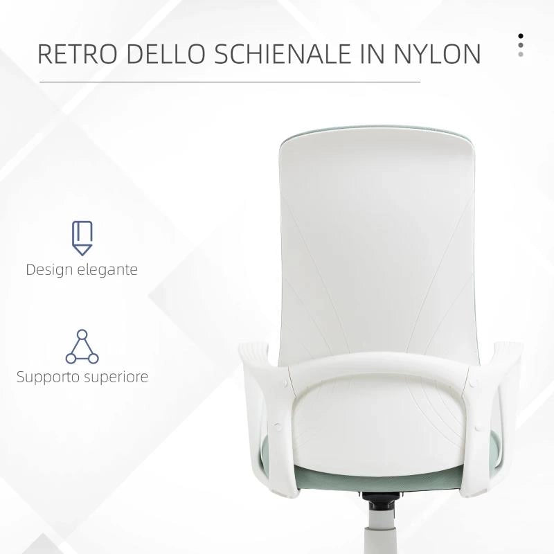 SEDIA DA UFFICIO ERGONOMICA E IMBOTTITA CON ALTEZZA REGOLABILE E DONDOLO, 62X56X110-119.5 CM, VERDE