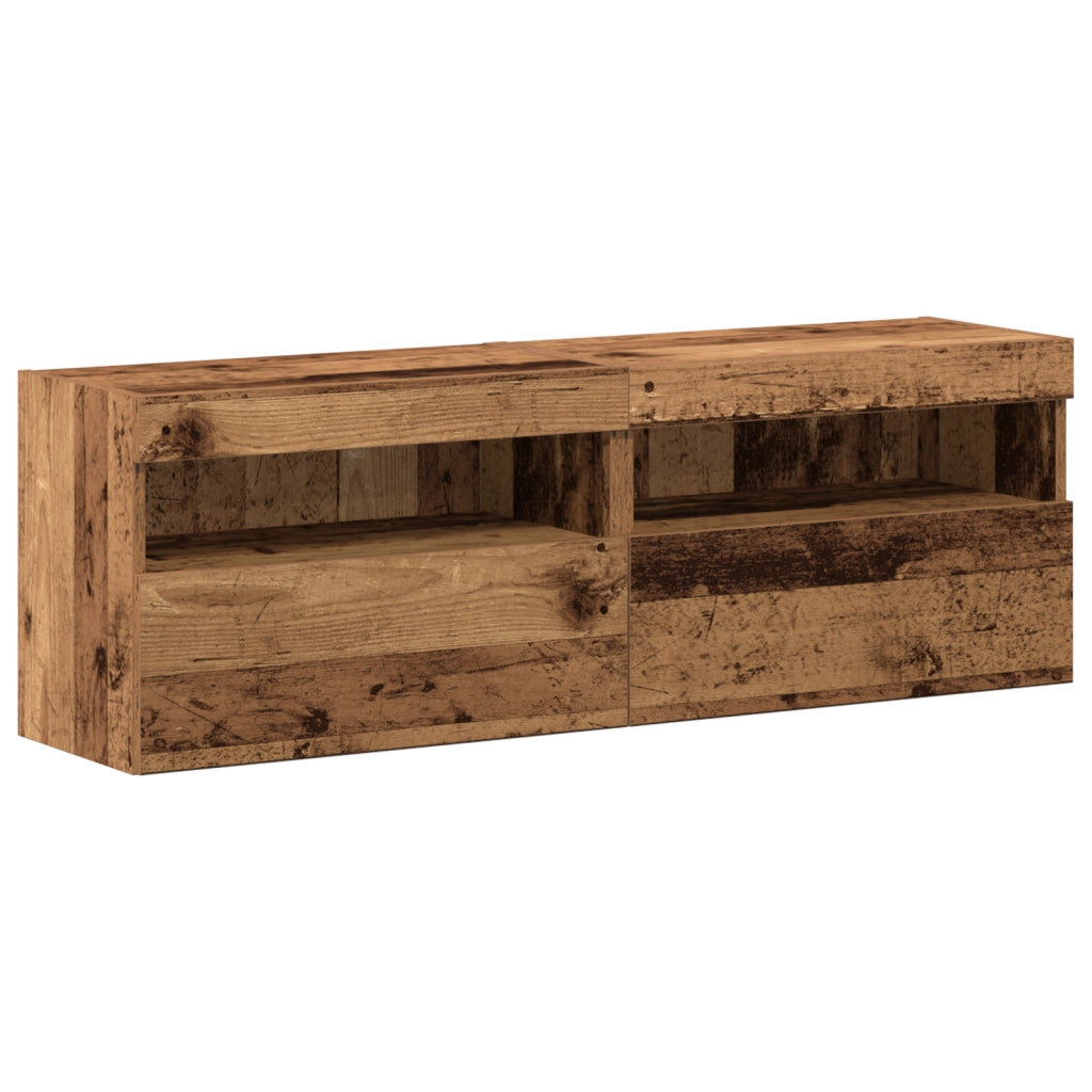 Set di 8 UnitÃ  Muro TV con LED Legno Antico Legno Ingegnerizzato