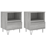 Set di 2 Comodini | Armadio da Notte | Mobiletto da notte Grigio Sonoma 40x35x50 cm in Legno Multistrato