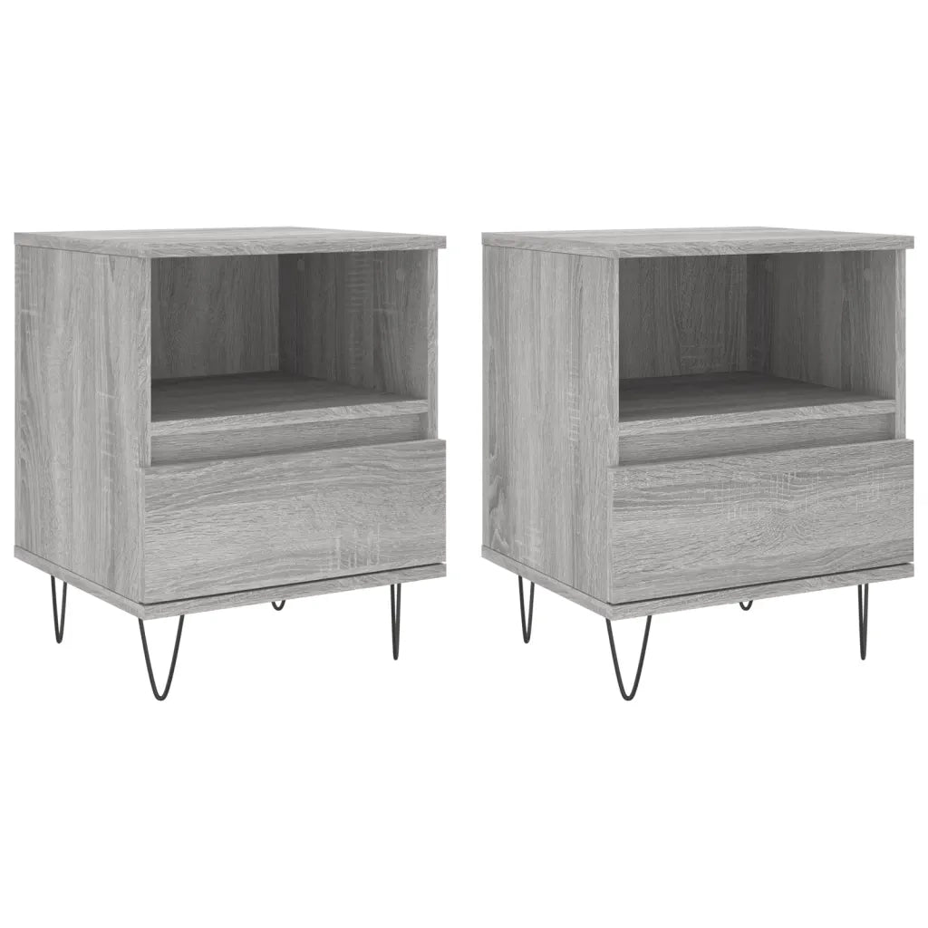 Set di 2 Comodini | Armadio da Notte | Mobiletto da notte Grigio Sonoma 40x35x50 cm in Legno Multistrato