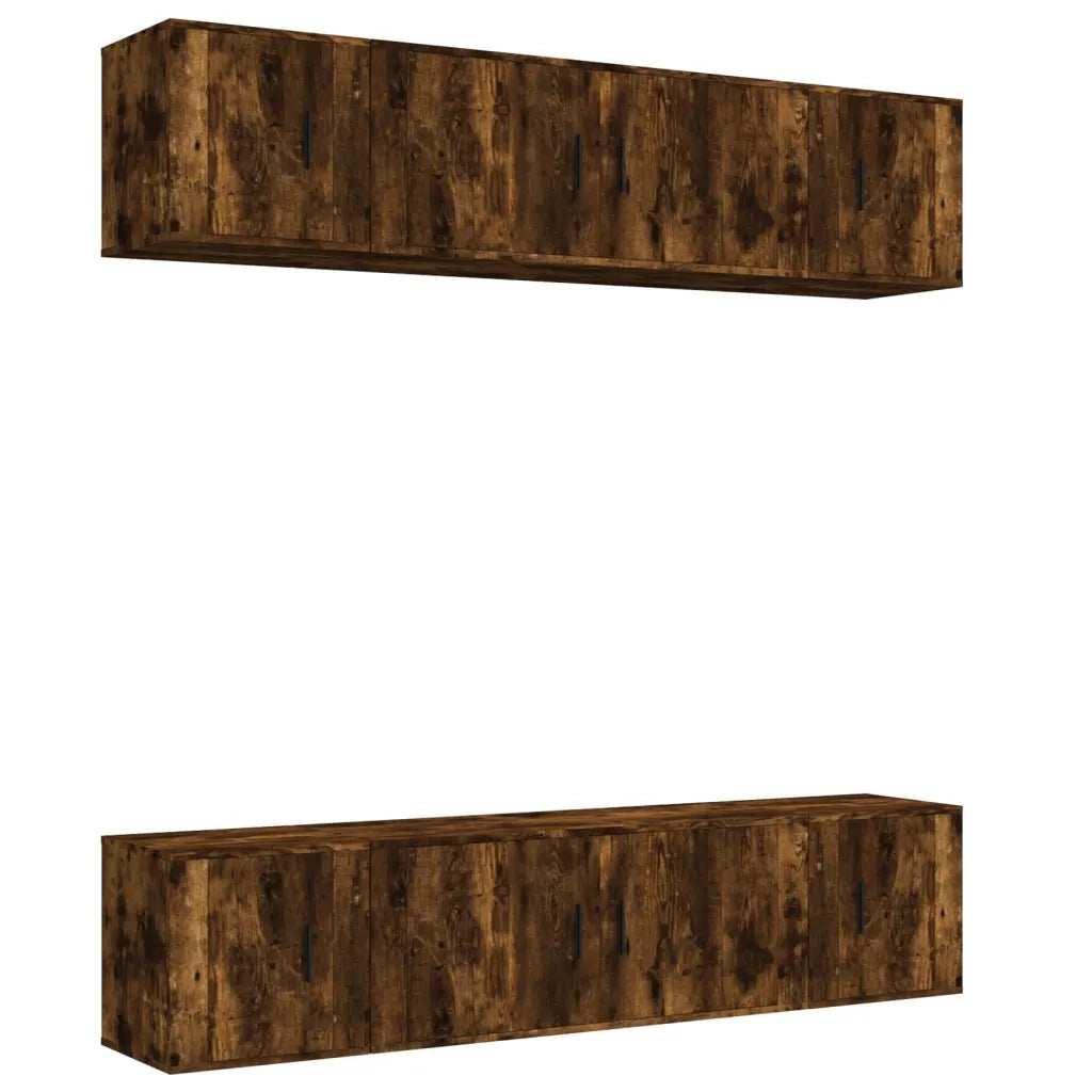 vidaXL Set di Mobili Porta TV 6 pz Rovere Fumo in Legno Multistrato