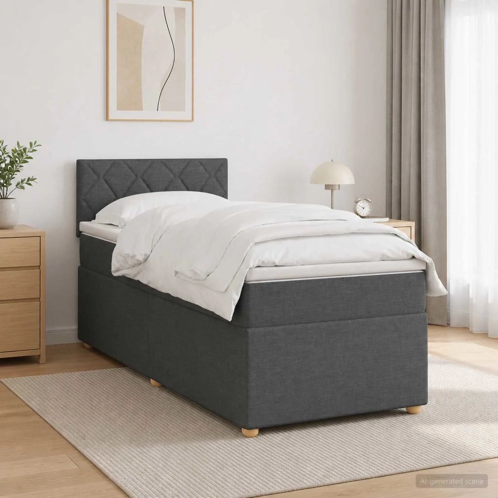 Letto box spring con materasso Grigio Scuro 100 x 200 cm 3452360