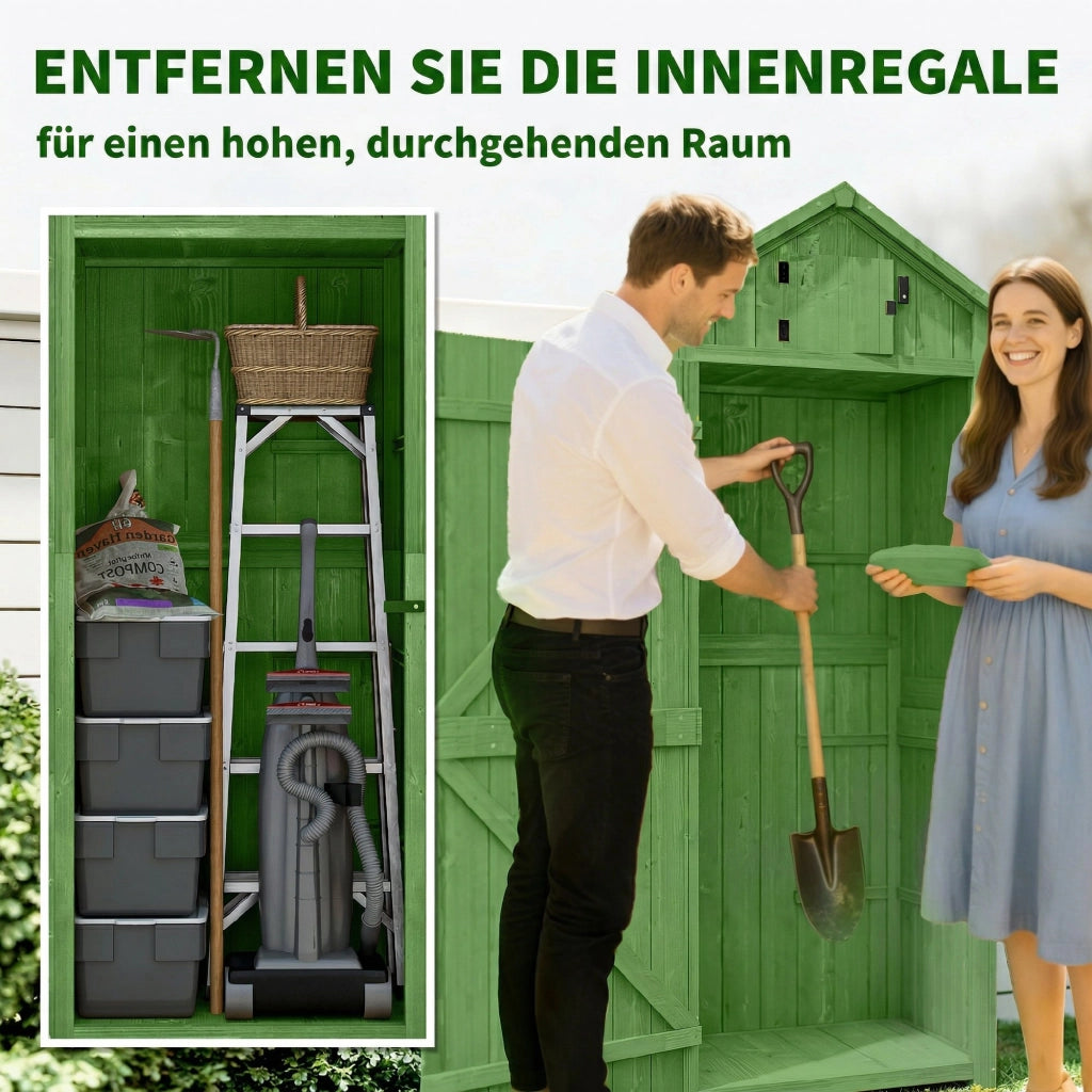 Armadio da Giardino in Legno con 3 Ripiani ¨C zephmum ¨C Grigio 88x132x19