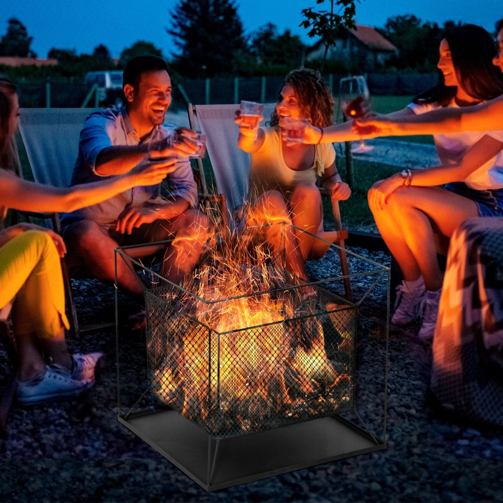 Braciere da Giardino Portatile in Metallo Nero con Attizzatoio ¨C Minimal ¨C 45x45x43cm