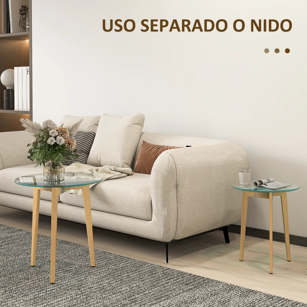 Set Tavolini Moderni ¨C zephmum ¨C Vetro Temperato Acciaio 50x45 40x40