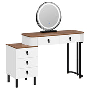 Toeletta con specchio LED dimmerabile; 5 cassetti e mobile laterale regolabile; per camera da letto; 100×40×125 cm