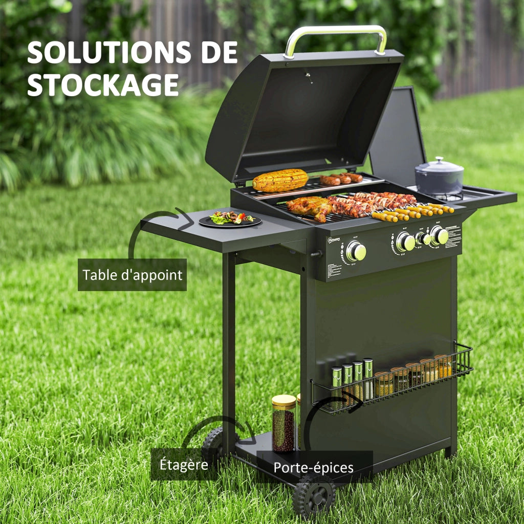 Barbecue a gas 3+1 bruciatori ¨C zephmum ¨C acciaio nero 9.5 kW