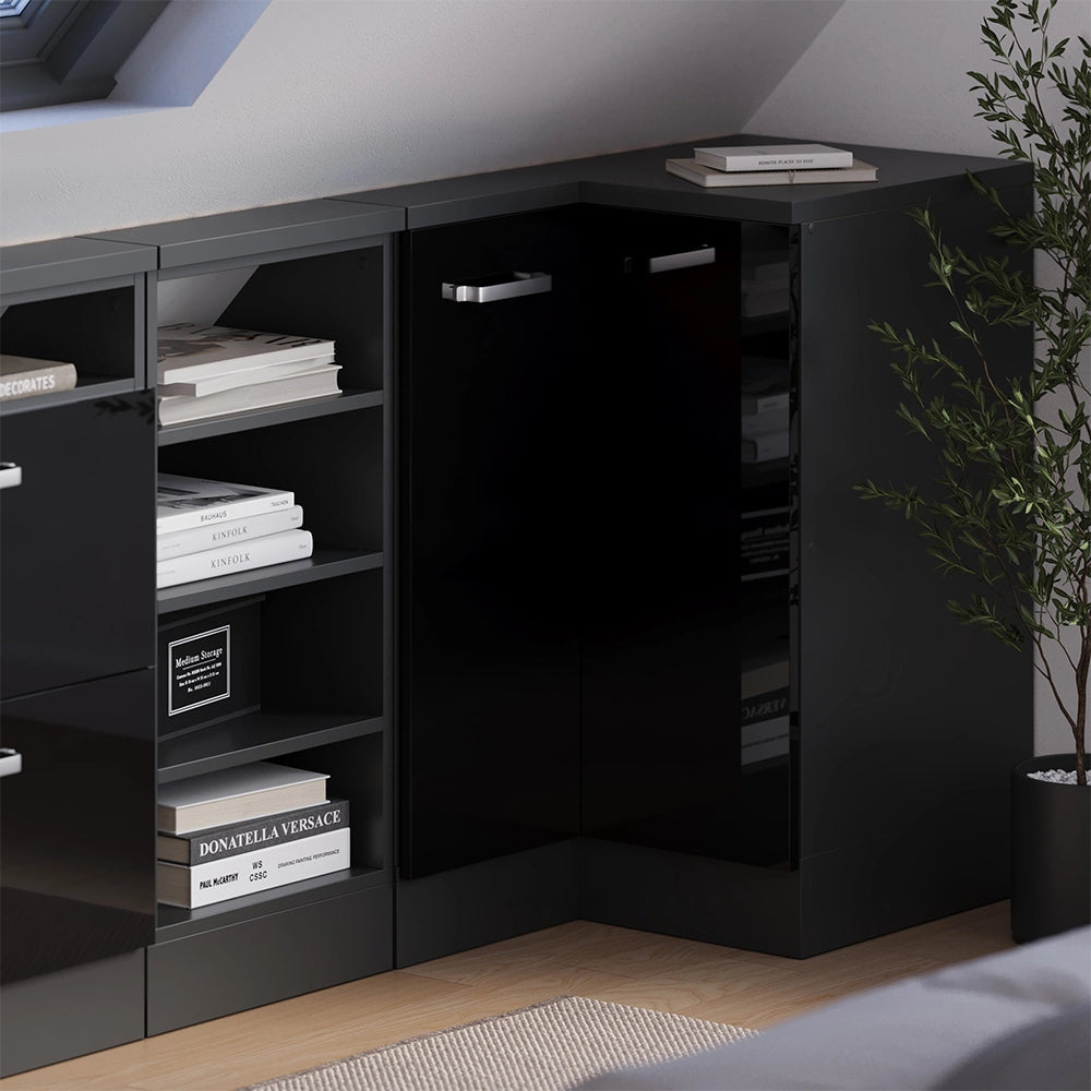 Mobile sottotetto Mobile angolare Rion Nero lucido/Antracite 75.6 x 83.8 cm con 1 porta Vicco