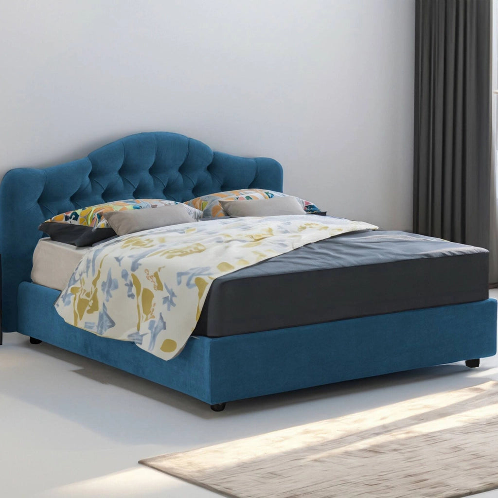 Letto Matrimoniale Aly, Letto Matrimoniale Sfoderabile Made in Italy, blu